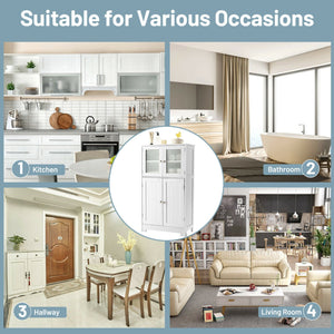 Bathroom Floor Storage Locker Kitchen Cabinet with Doors and Adjustable Shelf-White view 9