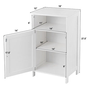 Bathroom Freestanding, Adjustable Shelf Floor Storage Cabinet-White view 5