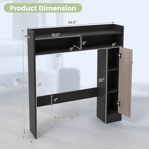 Bathroom Over the Toilet Floor Storage Organizer with Adjustable Shelves-Black view 5