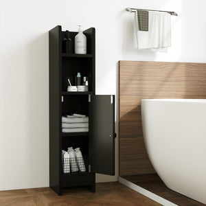 Bathroom Slim Cabinet Corner with Door and Adjustable Shelf-Black view 2