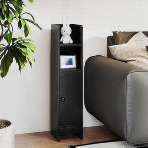 Bathroom Slim Cabinet Corner with Door and Adjustable Shelf-Black view 3