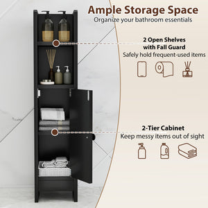 Bathroom Slim Cabinet Corner with Door and Adjustable Shelf-Black view 6
