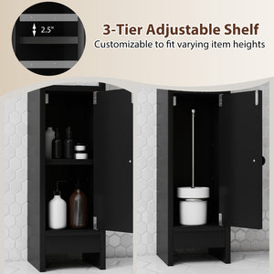 Bathroom Slim Cabinet Corner with Door and Adjustable Shelf-Black view 7