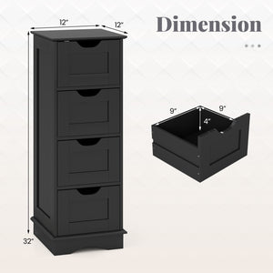 Bathroom Storage Cabinet with Cutout Handles and 4 Drawers-Black view 5