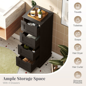 Bathroom Storage Cabinet with Cutout Handles and 4 Drawers-Brown view 9
