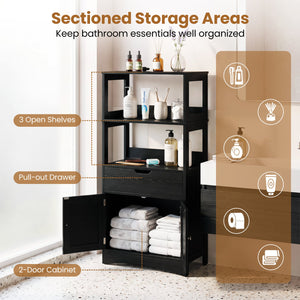 Bathroom Storage Cabinet with Drawer and Shelf Floor Cabinet-Black view 7