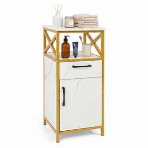 Bathroom Storage Cabinet with Drawer Single Door and Open Shelf-White