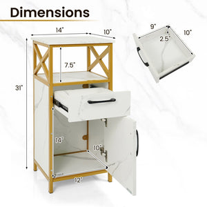 Bathroom Storage Cabinet with Drawer Single Door and Open Shelf-White view 5
