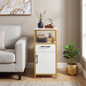Bathroom Storage Cabinet with Drawer Single Door and Open Shelf-White view 6