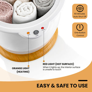 Bathroom Towel Warmer Bucket with Fragrance Holder and Auto Shut-White view 6