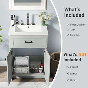 Bathroom Vanity Unit with Basin and 2 Doors-Gray view 9