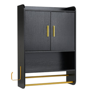Bathroom Wall Cabinet Wall Mounted Medicine Cabinet with Towel Bars-Black view 4