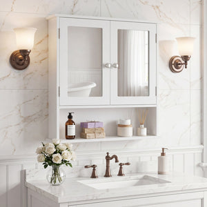 Bathroom Wall Mount Mirror Cabinet Organizer-White view 3