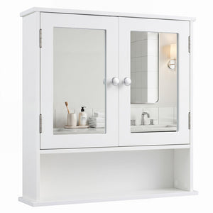Bathroom Wall Mount Mirror Cabinet Organizer-White view 4