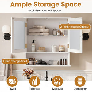 Bathroom Wall Mount Mirror Cabinet Organizer-White view 8