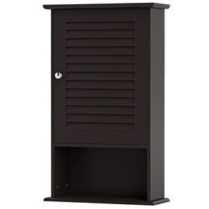Bathroom Wall Mount Storage Cabinet Single Door with Height Adjustable Shelf-Rustic Brown
