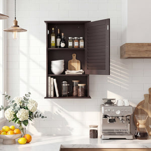 Bathroom Wall Mount Storage Cabinet Single Door with Height Adjustable Shelf-Rustic Brown view 5