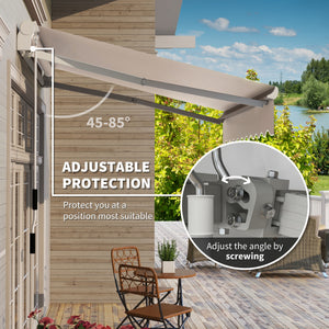 8'x7' Patio Awning Manual Retractable Sun Shade Outdoor Deck Canopy Shelter, Beige