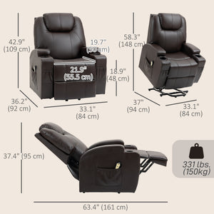 Power Lift Recliner Chair for Elderly, PU Leather Lift Chair with Thick and High Back, Footrest, Remote – view 9