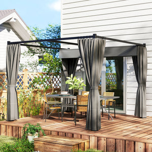 10' x 10' Retractable Pergola Canopy with Sidewalls, Metal Outdoor Gazebo Sun Shade Shelter, Beige – view 13