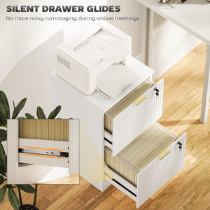 Lockable Filing Cabinet with 2 Fluted Drawers, File Cabinet with Adjustable Hanging Rails for A4 Letter – view 11