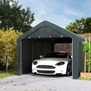 Carport, 10 x 20 ft Portable Garage with 2 Roll-Up Doors and Removable Sidewalls for Car, Truck, Boat – view 9