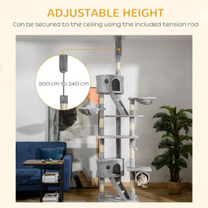 94"-102" Huge Cat Tree Ceiling High Cat Condo Scratching Post Activity Center Multi-Level Play House Light – view 3