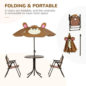 Kids Folding Picnic Table and Chair Set Pattern Outdoor Garden Patio Backyard with Removable & Height – view 3