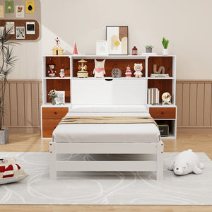 Bed Frame with Storage Headboard and Nightstands-Twin Size view 3