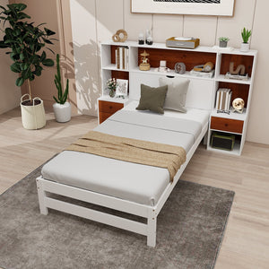 Bed Frame with Storage Headboard and Nightstands-Twin Size view 6