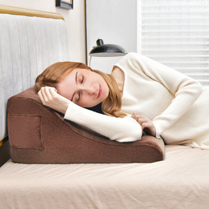 Bed Wedge Pillow with Tablet Pillow Stand and Side Pockets-Brown view 2