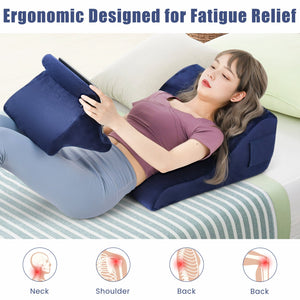 Bed Wedge Pillow with Tablet Pillow Stand and Side Pockets-Navy view 5