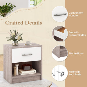 Bedside Table Nightstand with Drawer and Open Storage Shelf-Light Gray view 6