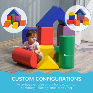 Soozier 11 Piece Soft Play Blocks Kids Climb and Crawl Gym Toy Foam Building Light Colour