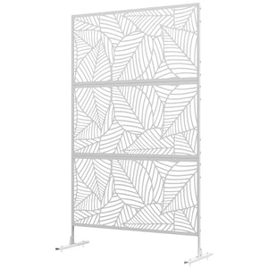 6.5FT Decorative Outdoor Divider, Metal Privacy Screen with Stand, Large Leaf Style, Black – view 8