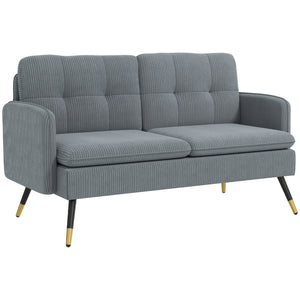 55" Loveseat Sofa, Linen Love Seat w/ S spring, Steel Legs and Button Tufting, Small Couch for Living Room – view 29