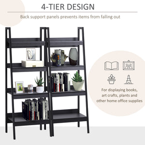 Set of 2, 4 Tier Ladder Shelf Bookcase, Multi-Use Display Rack, Storage Shelving Unit Display Stand – view 3