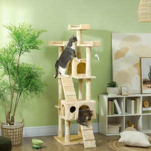 68-inch Multi-Level Cat Scratching Tree Kitty Activity Center Post Tower Condo Pet Furniture w/ Toy Beige – view 12