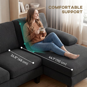Sectional Sofa, U Shaped Couch with Double Chaise, Pillow-top Armrests and Spring Cushions – view 11