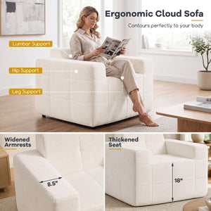 Boneless Single Sofa Chair Cloud Sofa with Terry Cloth Upholstery-Beige view 8