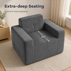 Boneless Single Sofa Chair Cloud Sofa with Terry Cloth Upholstery-Grey view 9