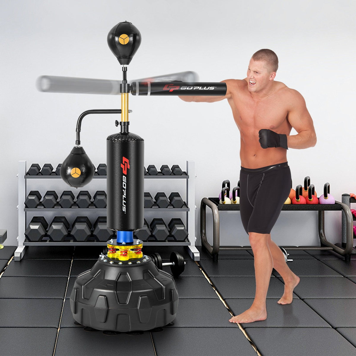 Boxing Speed Trainer Freestanding Fillable 360° Spinning Bar Adjustable Height view 2