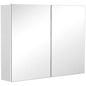 Bathroom Mirror Cabinet, Wall-Mounted Storage Organizer with Double Doors, Adjustable Shelf, White