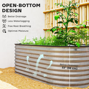 5 x 2.5 x 2 ft Galvanized Raised Garden Bed, Easy DIY Oval Planter Box with Safety Edging and Gloves, Silver