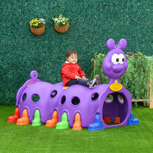 Qaba Caterpillar Design Tunnel for Kids to Crawl Through, for 3-6 Years, Multicolour