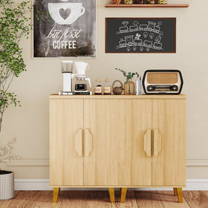 Buffet Cabinet with Double Doors and Raised Legs-Natural view 6