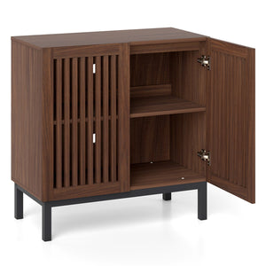 Buffet Cabinet with Storage 32 inches Wooden Sideboard Coffee Bar Station-Walnut