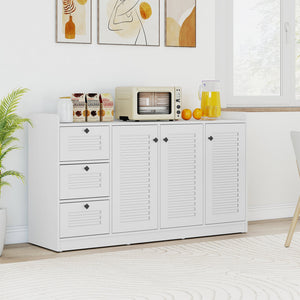 Buffet Cabinet with Storage Modern Sideboard Cabinet with 3 Doors-White view 2