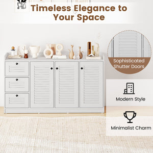 Buffet Cabinet with Storage Modern Sideboard Cabinet with 3 Doors-White view 9