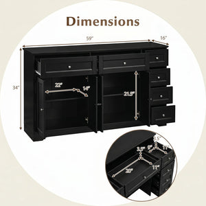 Buffet Sideboard 59 inches Modern Coffee Bar Station Console Table-Black view 5